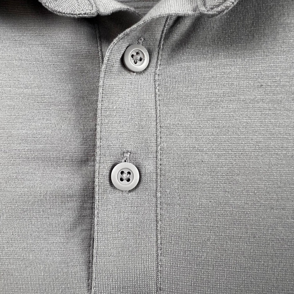 Lululemon Polo Golf Shirt Mens Medium Gray Short Sleeve Collared Button Placket - Picture 3 of 10